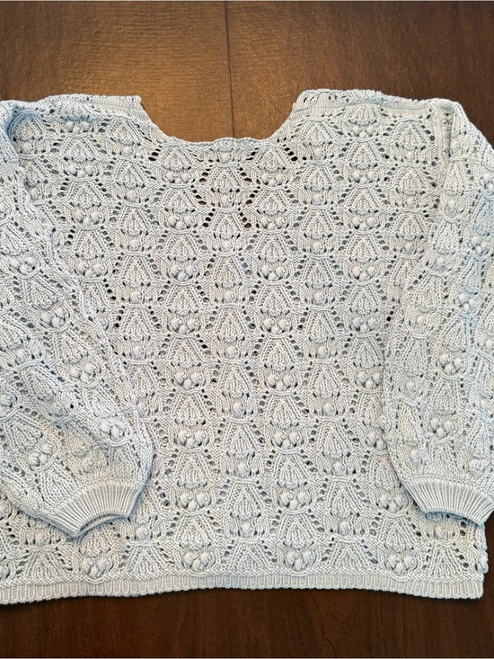 Sezane Sweaters - Sezane Pale Blue Crochet Knit Sweater